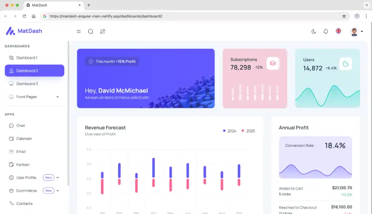 Matdash Analytics Dashboard Template