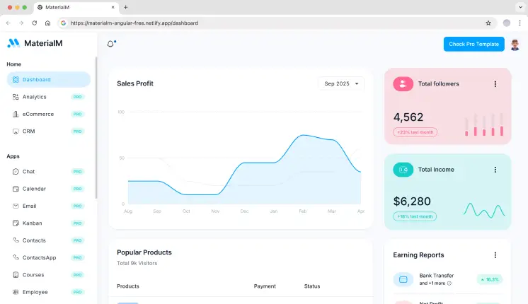MaterialM Free Angular Material Template